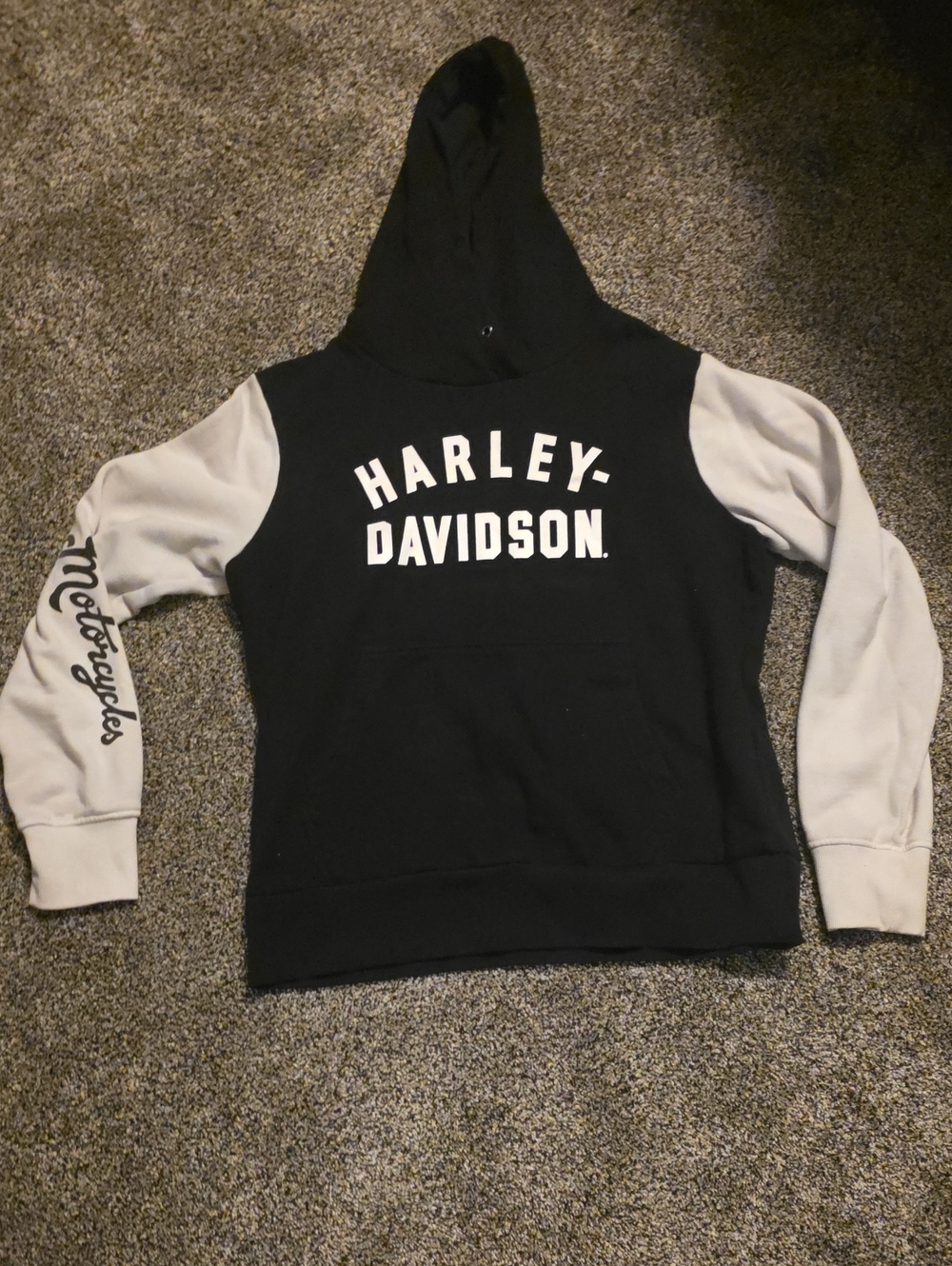 Harley-Davidson Black Hoodie with White Sleeves